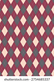 Vector illustration of red and gray argyle pattern