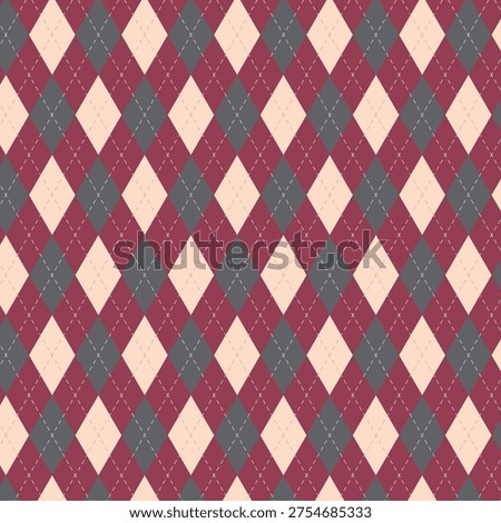 Vector illustration of red and gray argyle pattern