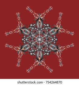 Vector illustration. Red, gray and brown snowflakes. Holiday design for Christmas and New Year fashion prints. Christmas pattern with snowflakes abstract background.
