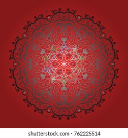 Vector illustration with red, gray and brown isolated snowflake. Symbol of winter. Isolated watercolor snowflakes on red, gray and brown colors. Beautiful decoration.