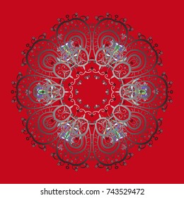 Vector illustration with red, gray and neutral isolated snowflakes. Symbol of winter. Isolated watercolor snowflakes on red, gray and neutral colors. Beautiful decoration.