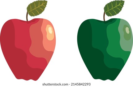 vector illustration of a red and green apple on a white background