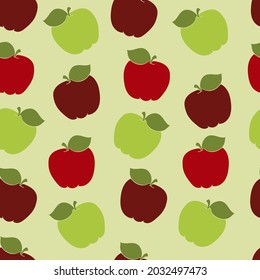 Vector illustration of red and green apples, for interior wallpaper cover print, fruit food