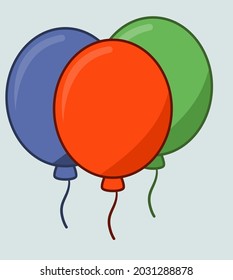 Ilustración vectorial de globos rojos, verdes y azules.
