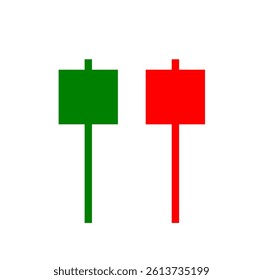 Vector illustration of red and green candlestick chart used in stock and crypto market technical analysis