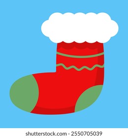 Vector illustration of a red and green Christmas stocking