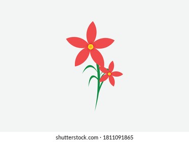 vector illustration of red green color flower logo design isolated on white background