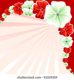 Vector Illustration of Red with Green Floral Background.