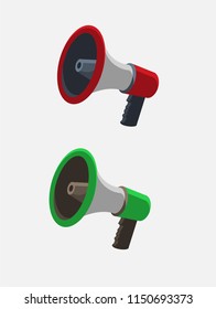 vector illustration  red and green megaphone  isolated on white background