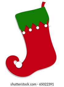 Vector illustration of a red and green stocking