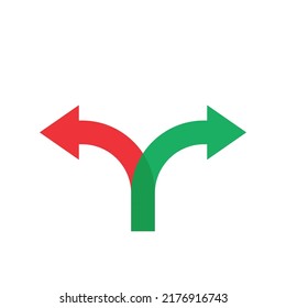 vector illustration of red and green turning lanes.