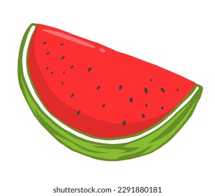 Vektorgrafik von roter und grüner Wassermelonenbeere auf weißem Hintergrund. Flache Linie Art Design-Design Wassermelone für Web, Banner, Poster, Druck