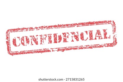 Ilustración vectorial de un sello de goma rojo grunge con la palabra Confidencial. Concepto de privacidad, secreto y documentación segura para el uso comercial aislado en blanco.