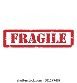 Vector illustration red grunge rubber stamp with text fragile
