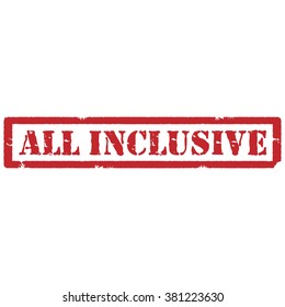 Vector illustration red grunge rubber stamp with text all inclusive