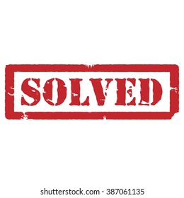 Vector illustration red grunge rubber stamp with text solved