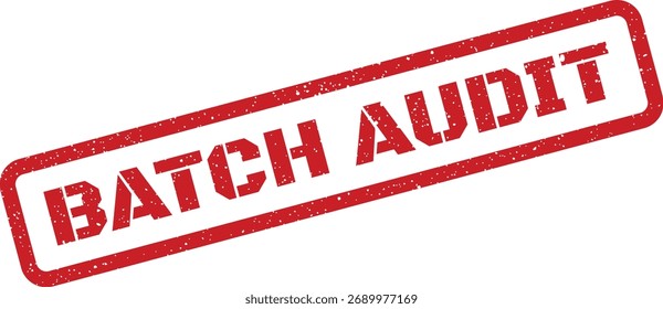 Ilustración vectorial de un sello de goma AUDIT de LOTE de estilo grunge rojo, perfecto para indicar un proceso de revisión o control de calidad en documentos.