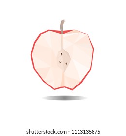 Vector illustration. Red half apple polygonal.