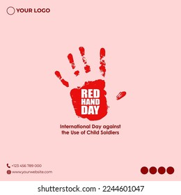 vector illustration for  Red Hand Day or the International Day against the Use of Child Soldiers