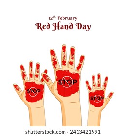 Vector illustration of Red Hand Day social media feed template