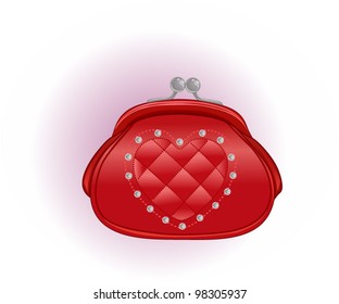 Vector illustration of red handbag