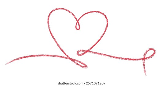 Vector illustration of a red hand-drawn heart with flowing textured lines, symbolizing love, elegance, and creativity.