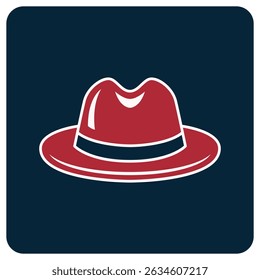 A vector illustration of a red hat on a blue background