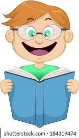 Vector illustration of a red headed girl reading a book. 