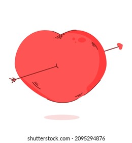 Ilustración vectorial de un corazón rojo con una flecha.