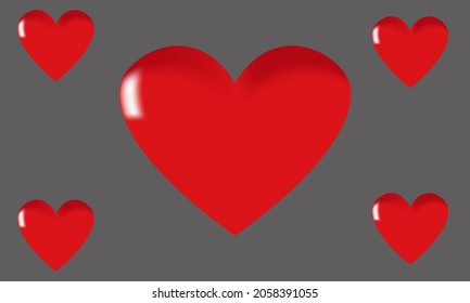 Vector  Illustration, Red Heart background.