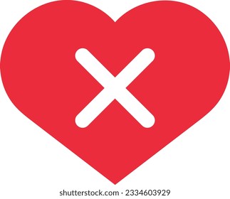 Vector illustration of a red heart icon with a cross.