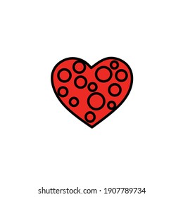 Vector illustration of red heart isolated on white