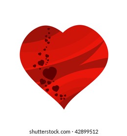 Vector illustration of red heart isolated on white