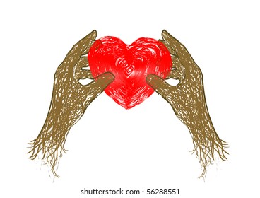 Vector illustration red heart isolated on white background