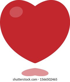 Vector illustration of red heart logo, a shadow of red heart