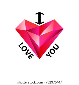 Vector illustration of the red heart logo. Valentine day.