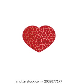 vector illustration of red heart with mosaic texture for icon, symbol or logo