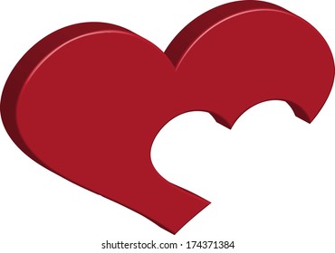 vector illustration of red heart on a white background.