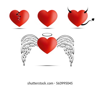 Vector illustration of a red heart on the day of Valentine - gradient mesh.