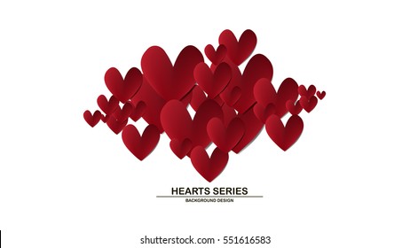 Vector illustration red heart in paper background design