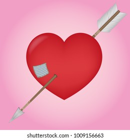 vector illustration of a red heart pierced by an arrow. the patch on the old wound