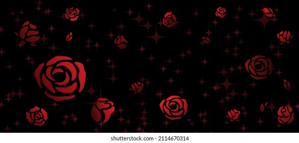 Vector illustration of red heart and roses background design for Valentine’s Day, greeting card, invitation card for the wedding
