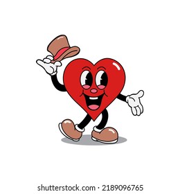 vector illustration of a red heart shaped cartoon character with a unique expression and in a bundle set it is perfect for logos, symbols and advertisements