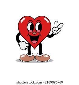 vector illustration of a red heart shaped cartoon character with a unique expression and in a bundle set it is perfect for logos, symbols and advertisements