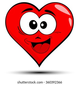 Vector illustration of a red heart with smile - love concepts