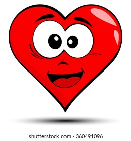 Vector illustration of a red heart with smile - love concepts
