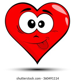 Vector illustration of a red heart with smile - love concepts