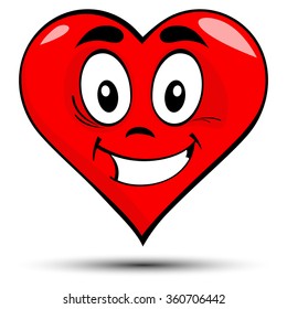 Vector illustration of a red heart with smile - love concepts