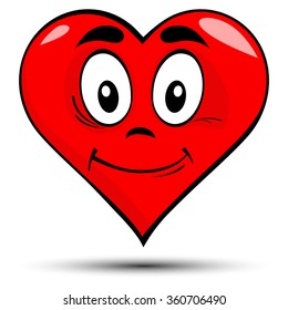 Ilustración vectorial de un corazón rojo con sonrisa - conceptos de amor