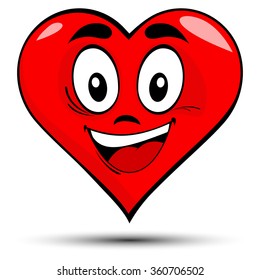 Vector illustration of a red heart with smile - love concepts